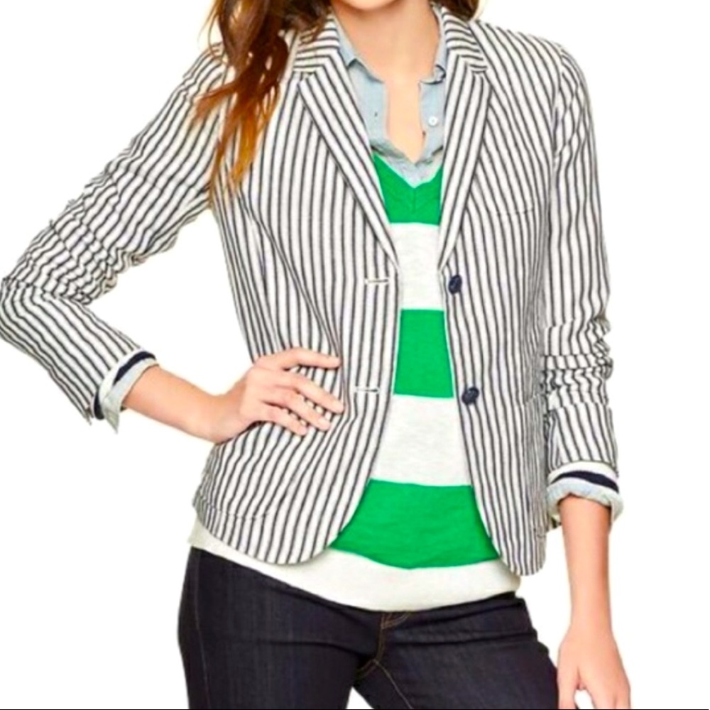 NWT Gap Made With Linen Striped Blazer size 8